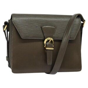 Authentic VALENTINO Shoulder Bag Leather Brown Gold